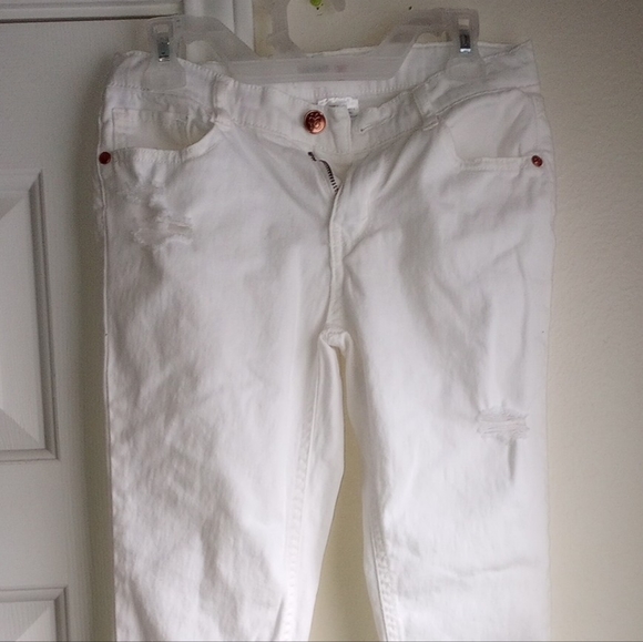 Beautees Girls Distressed White Pants Size 12 - Picture 1 of 11